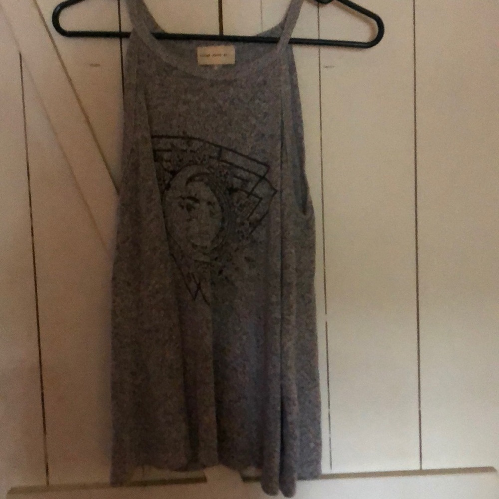 Grey sun & moon sweater tank halter top